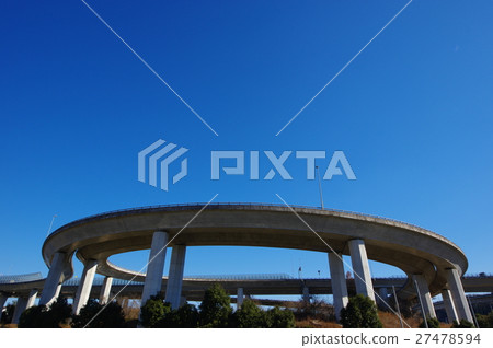 Akiruno Interchange curve and winter sky of clear weather in January 2017 c Akiruno Interchange curve and winter sky of clear weather in January 2017 c 27478594