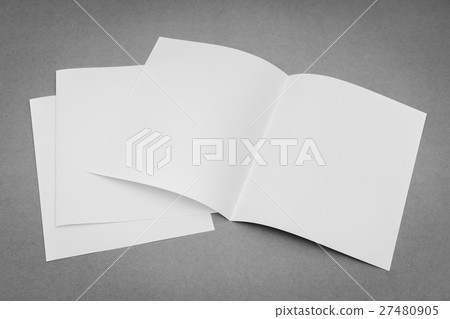 Bifold white template paper on gray background . 27480905