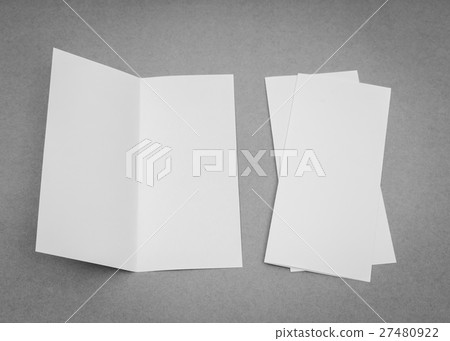 Bifold white template paper on gray background . 27480922