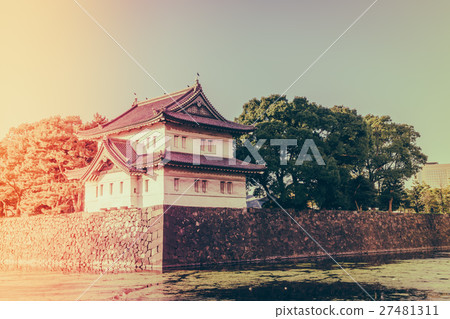 Beautiful Imperial Palace in Tokyo, japan ( Filtered image processed vintage effect. ) 27481311