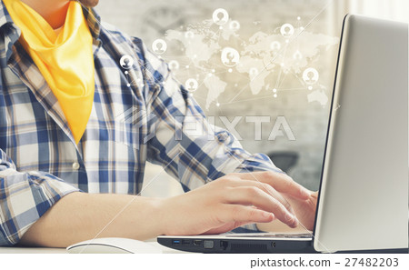 Hipster guy use laptop Hipster guy use laptop 27482203