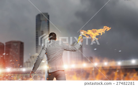 Businessman throwing petrol bomb Businessman throwing petrol bomb 27482281
