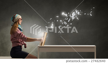 Student girl studying science Student girl studying science 27482640