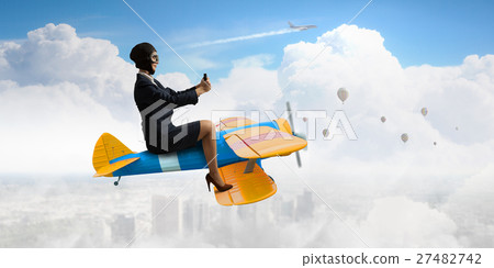 Woman in drawn airplane Woman in drawn airplane 27482742