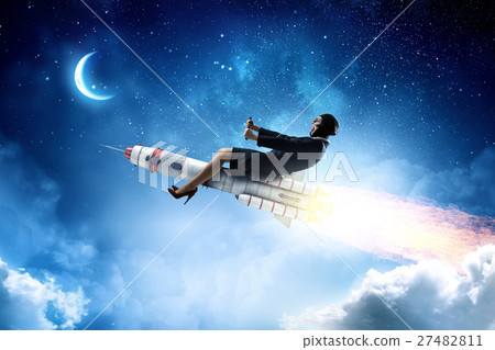 Woman on space rocket 27482811