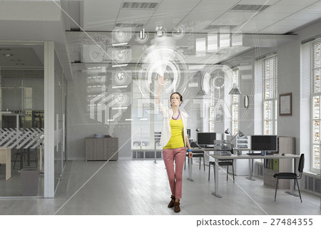Hipster girl in office Hipster girl in office 27484355