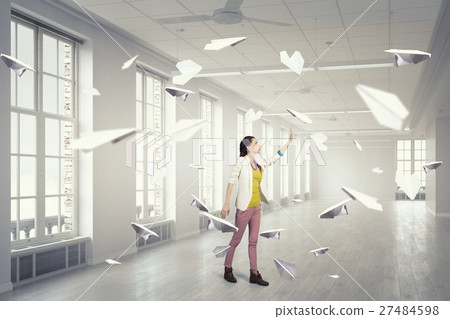 Hipster girl in office Hipster girl in office 27484598