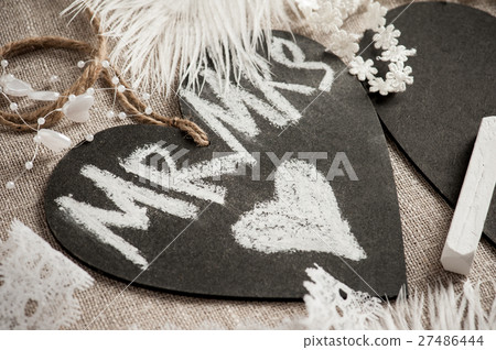 Heart shaped chalkboard tag 27486444
