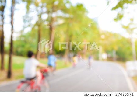 Blurred green background people activities in park 27486571