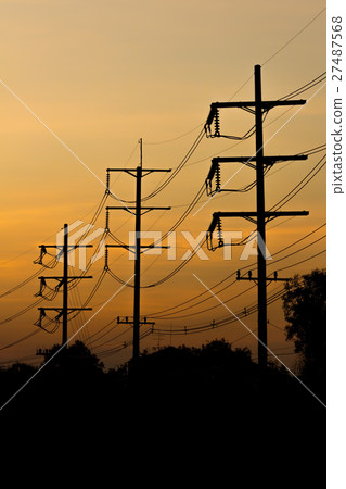 electric pole silhouette 27487568