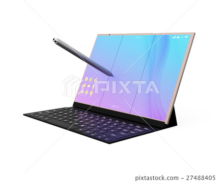 部署了可折疊智能手機，與鍵盤對接並像筆記本電腦一樣使用 27488405