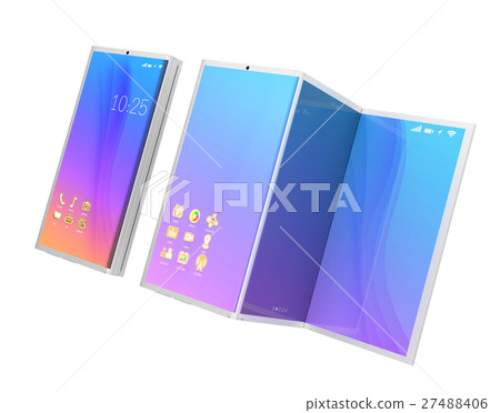 折疊智能手機和平板電腦部署後的形象 折疊智能手機和平板電腦部署後的形象 27488406