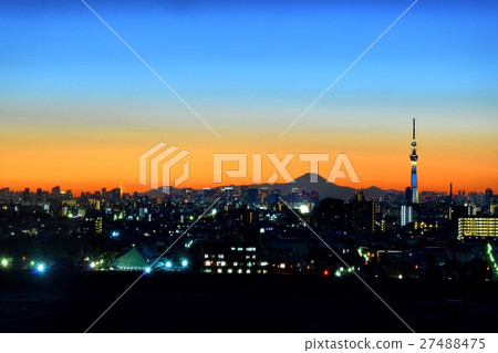 Sky tree Mt. Fuji sunset Sky tree Mt. Fuji sunset 27488475