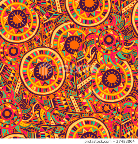 Ethnic seamless pattern with feathers and circles. - Stock Illustration ...