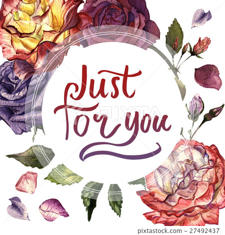 Wildflower rose flower frame in a watercolor style Wildflower rose flower frame in a watercolor style 27492437