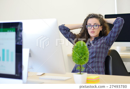 businesswoman resting at work. modern startup 27493780