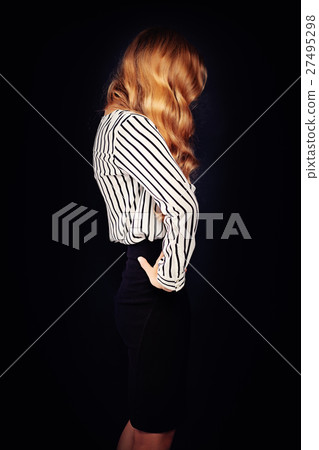 Blond Hair Woman Fashion Model Hiding his Face Blond Hair Woman Fashion Model Hiding his Face 27495298