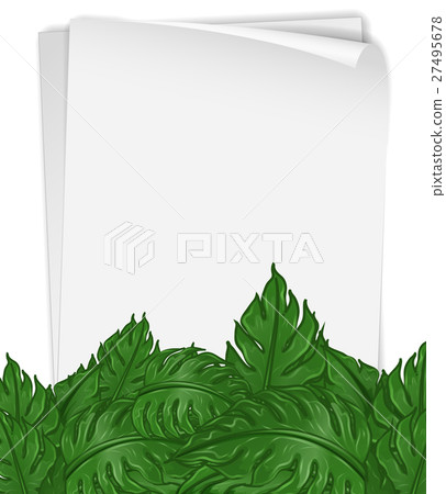 Paper template with green leaves - Stock Illustration [27495678] - PIXTA