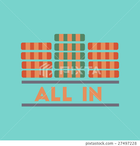 flat icon on background poker chips all in 27497228