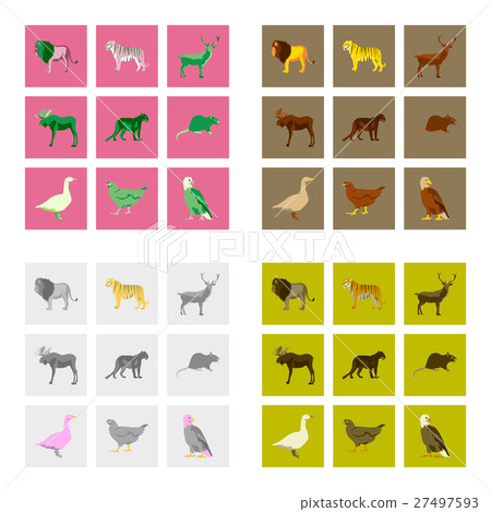 Set of vector illustration in flat style animals - Stock Illustration ...