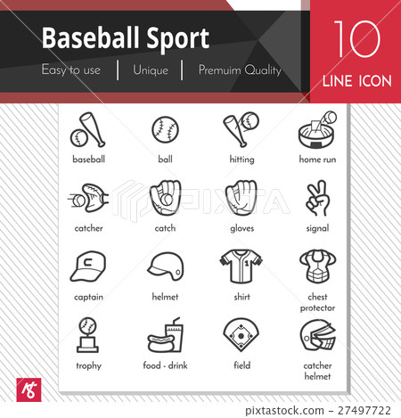Baseball sport elements vector black icons set. 27497722