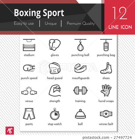 Boxing sport elements vector black icons set. Boxing sport elements vector black icons set. 27497724