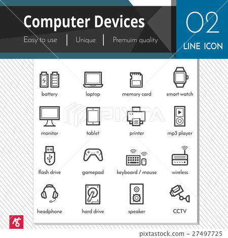 Computer Devices vector black icons set. 27497725