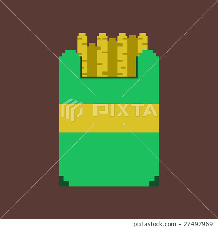 pixel icon in flat style French fries - Stock Illustration [27497969 ...