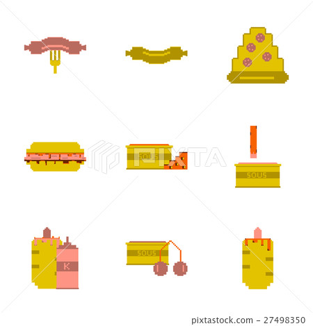Set Pixel icons of fast food Set Pixel icons of fast food 27498350