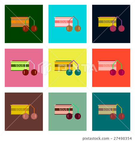 Set Pixel icons of cherry sauce Set Pixel icons of cherry sauce 27498354
