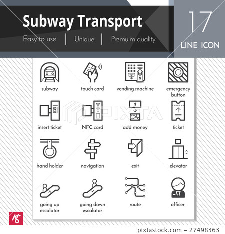 Subway transportation element vector icons set. 27498363