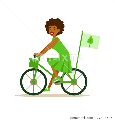 Woman On Bicycle Using Green Transportation 27498386