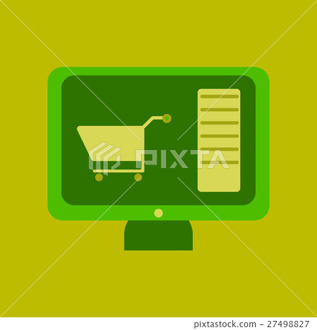 Flat icon of computer sale online buying - Stock Illustration [27498827 ...