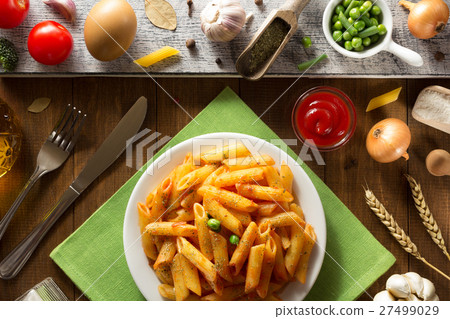 ready pasta on wood 27499029