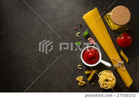 pasta and food ingredient on table pasta and food ingredient on table 27500152