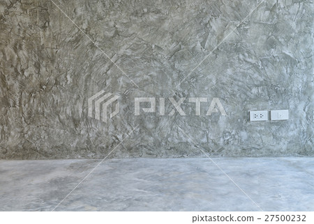Room interior with mortar floor and cement wall 27500232