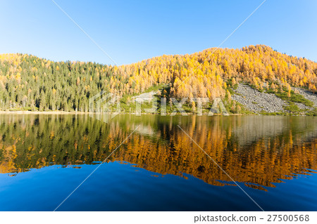 Reflections on water,panorama from mountain lake Reflections on water,panorama from mountain lake 27500568