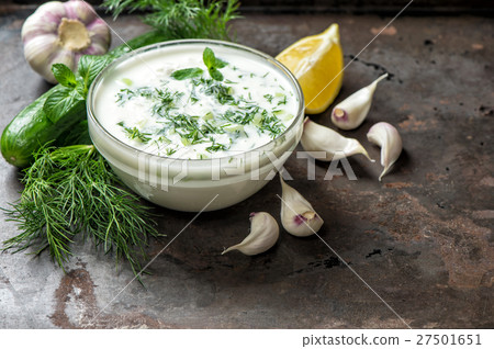 Tzatziki sauce ingredients cucumber garlic Tzatziki sauce ingredients cucumber garlic 27501651