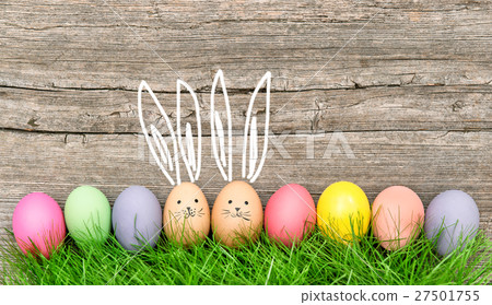 Easter eggs cute bunnies. Funny decoration 27501755