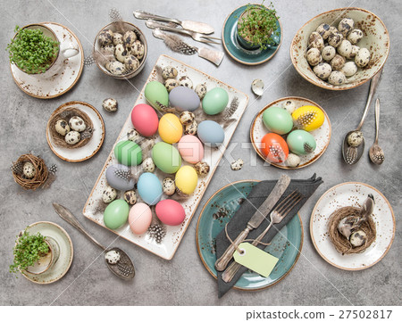 Easter still life Festive table place setting deco Easter still life Festive table place setting deco 27502817