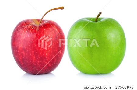 green and red apple on white background green and red apple on white background 27503975