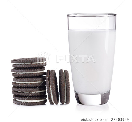 milk and Chocolate cookie on white background 27503999