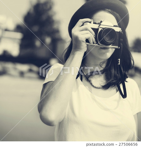 Girl Camera Photographer Focus Shooting Nature Concept Girl Camera Photographer Focus Shooting Nature Concept 27506656
