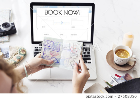 Booking Ticket Air Online Travel Trip Vacation Concept Booking Ticket Air Online Travel Trip Vacation Concept 27508350