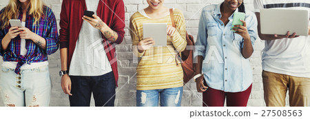 Diversity Students Friends Using Digital Devices Concept 27508563