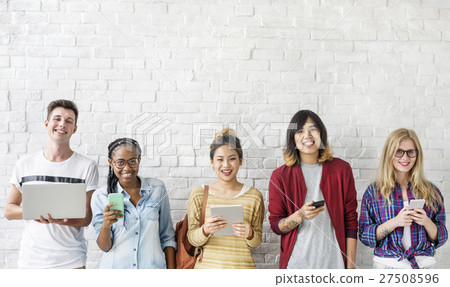 Young Diversity Standing Row Smiling Young Diversity Standing Row Smiling 27508596