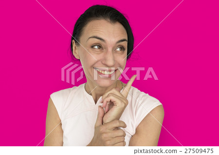 Woman Cheerful Portrait Studio Concept Woman Cheerful Portrait Studio Concept 27509475
