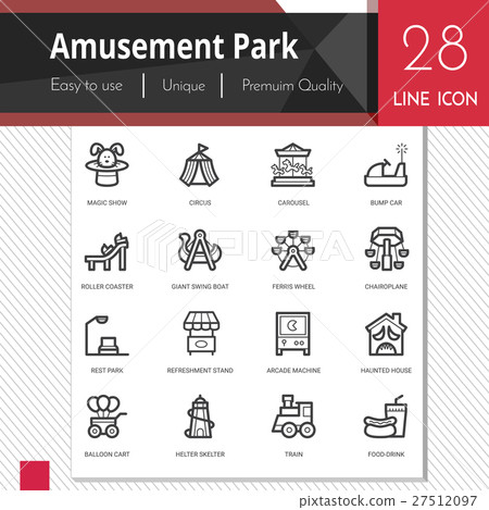 Amusement park elements vector icons set. 27512097