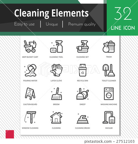 Cleaning elements vector icons set. Cleaning elements vector icons set. 27512103