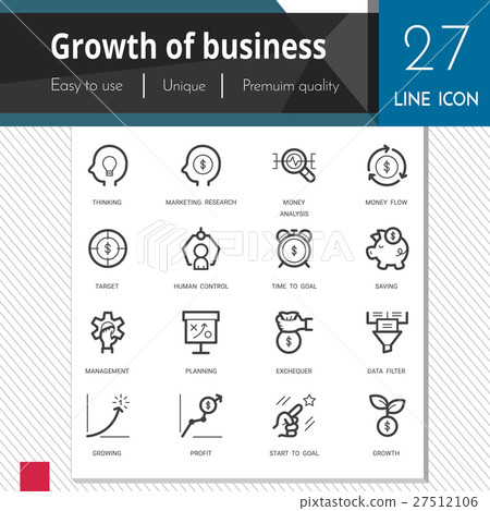 Growth of business elements vector icons set. Growth of business elements vector icons set. 27512106